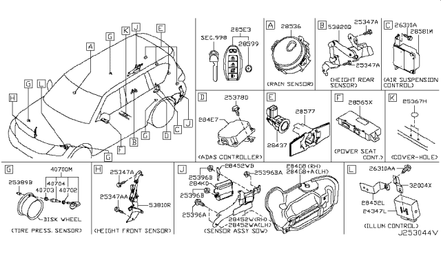 2018 Infiniti QX80 Adas Controller Assembly Diagram for 284E7-6WN1A