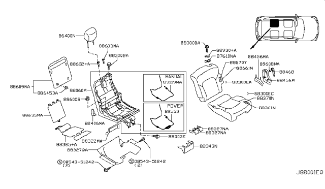 2011 Infiniti QX56 Rear Seat Diagram 5