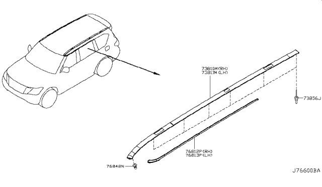 2014 Infiniti QX80 Moulding-Roof Drip,LH Diagram for 73853-5ZA0B