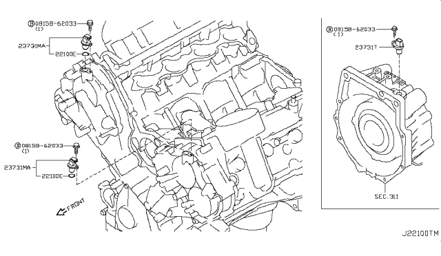 2011 Infiniti QX56 Distributor & Ignition Timing Sensor Diagram