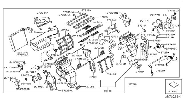 2013 Infiniti QX56 Case Assembly Front Heater Unit Diagram for 27120-1LK1A