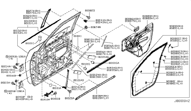 2011 Infiniti QX56 SASH-Front Door LH Diagram for 80217-1LA0A