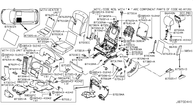 2019 Infiniti QX80 Front Seat Diagram 1