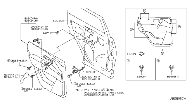 2017 Infiniti QX80 Rear Door Trimming Diagram