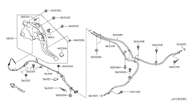 2019 Infiniti QX80 CABL Park Brake Diagram for 36402-1LA1A