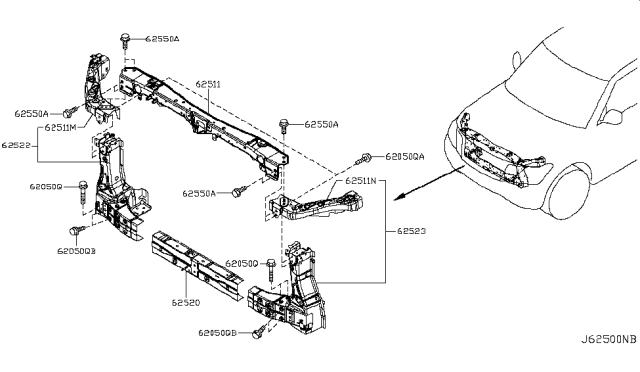 2018 Infiniti QX80 Support-Radiator Core,Upper RH Diagram for 62512-1LB0A