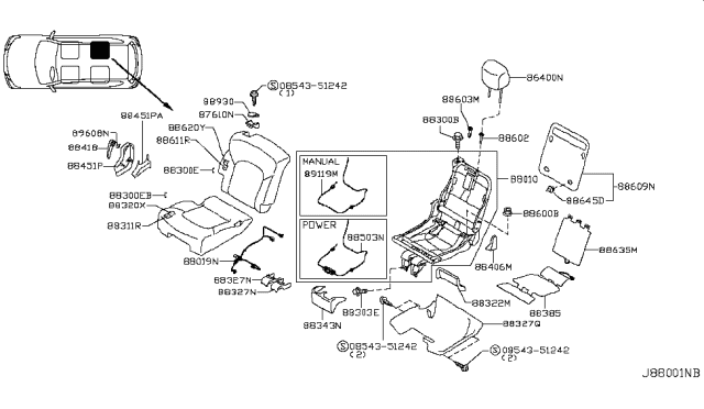 2012 Infiniti QX56 Rear Seat Diagram 9