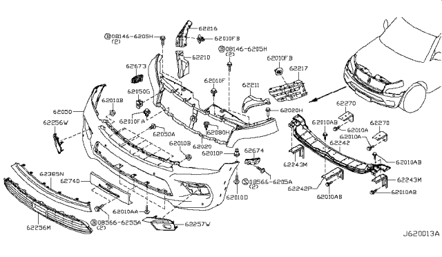 2014 Infiniti QX80 Bracket - Licence Plate Diagram for 96210-1LA0A