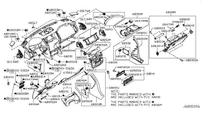 2015 Infiniti QX80 Panel-Instrument LOWR, Assist Diagram for 68102-1LA0B