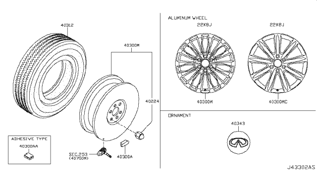 2017 Infiniti QX80 Ornament - Disc Wheel Diagram for D0342-1A70B