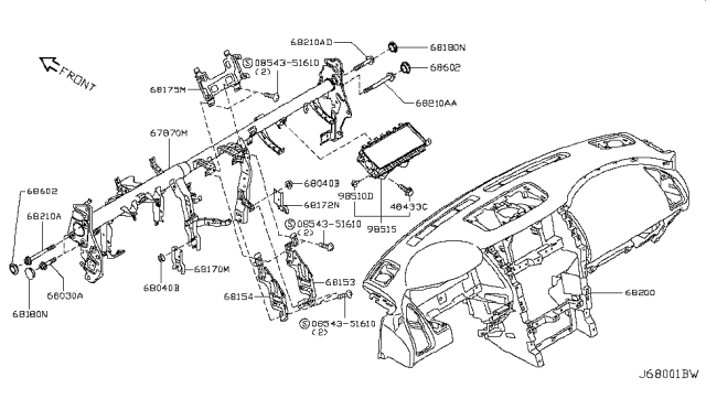 2011 Infiniti QX56 Instrument Panel,Pad & Cluster Lid Diagram 1