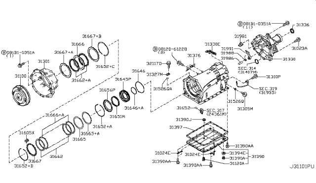 2013 Infiniti QX56 Torque Converter,Housing & Case Diagram 1