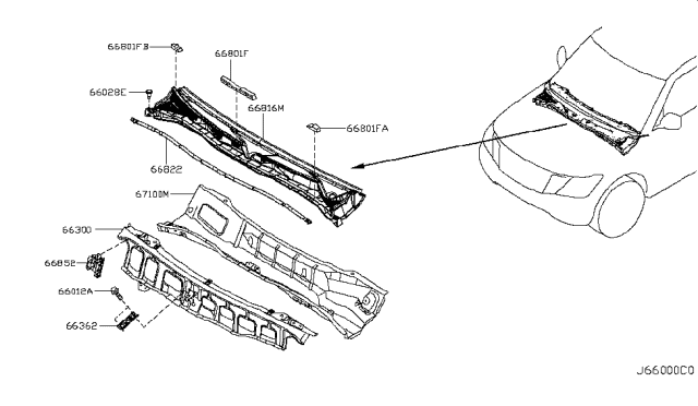 2012 Infiniti QX56 Cowl Top & Fitting Diagram