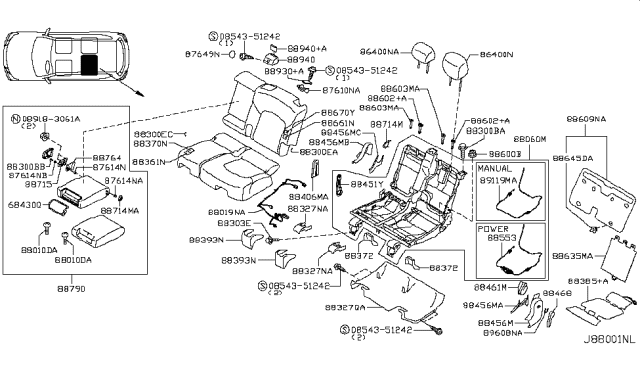 2014 Infiniti QX80 Finisher-Rear Seat Back Diagram for 88940-1LA0A