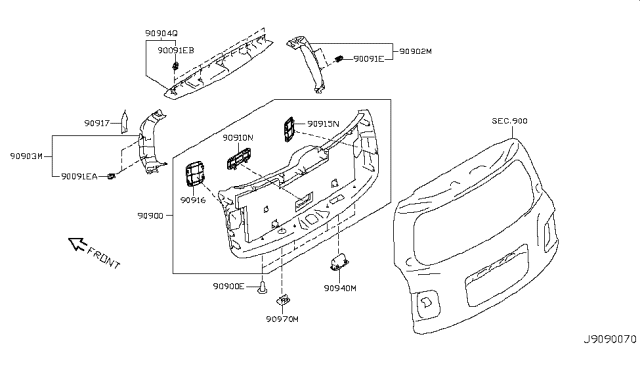 2018 Infiniti QX80 GARNISH Assembly-Back Door Side, RH Diagram for 90902-1LA0A