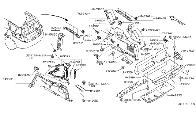 2014 Infiniti QX80 Trunk & Luggage Room Trimming Diagram 3