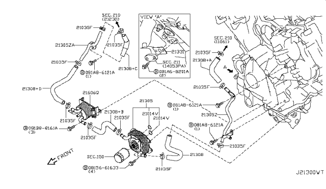 2018 Infiniti QX80 Gasket-Connector Diagram for 21331-7S000