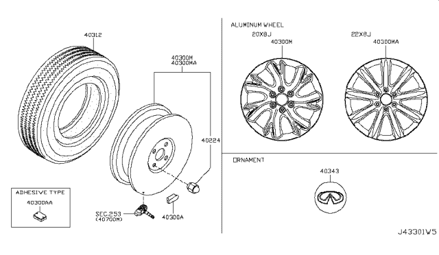 2014 Infiniti QX80 Road Wheel & Tire Diagram 2
