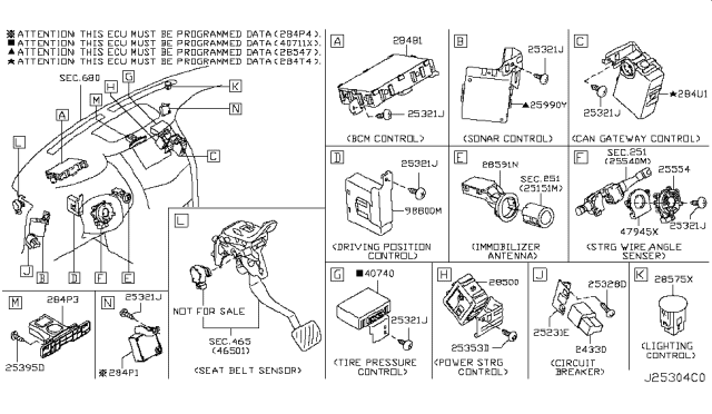 2017 Infiniti QX80 Controller Assy-Driving Position Diagram for 98800-1LA0B