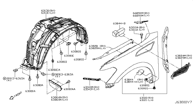 2018 Infiniti QX80 Front Fender & Fitting Diagram 2