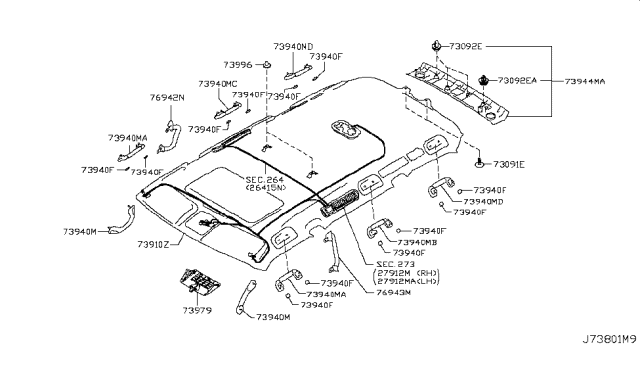 2019 Infiniti QX80 Roof Trimming Diagram