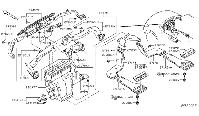 2011 Infiniti QX56 Nozzle & Duct Diagram 1