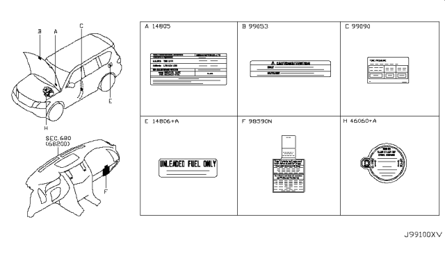 2011 Infiniti QX56 Caution Plate & Label Diagram 3