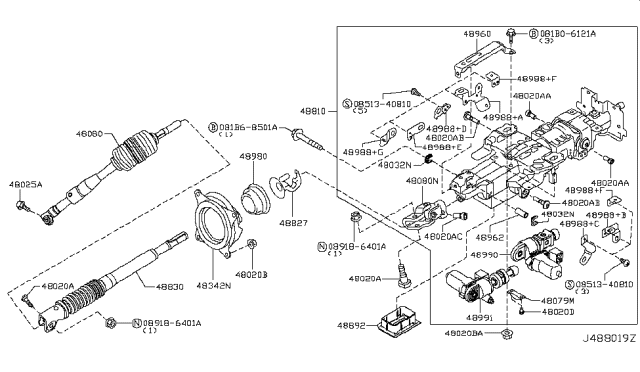 2018 Infiniti QX80 Steering Column Diagram 1