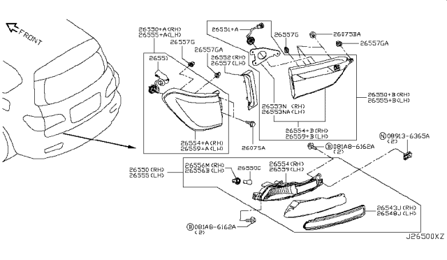 2019 Infiniti QX80 Packing-Lamp Diagram for 26558-6GW1A