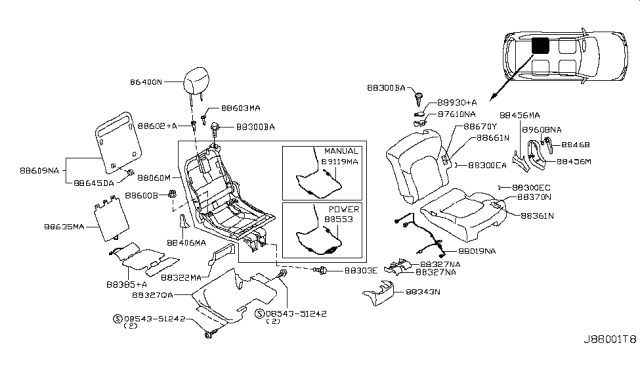 2013 Infiniti QX56 Rear Seat Diagram 3