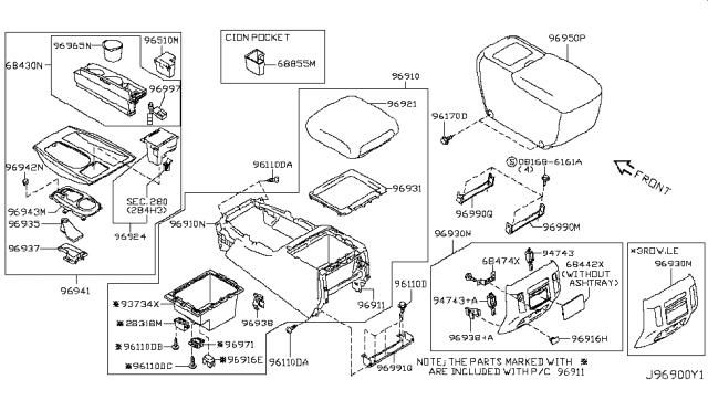 2012 Infiniti QX56 Ashtray Diagram for 68800-1LA0A