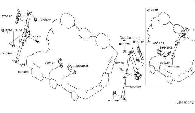 2014 Infiniti QX80 Rear Seat Belt Diagram 2