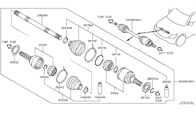 2012 Infiniti QX56 Front Drive Shaft (FF) Diagram 2