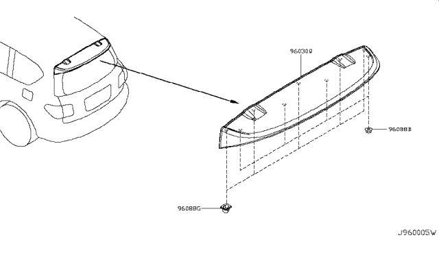 2015 Infiniti QX80 Air Spoiler Assembly - Rear Diagram for 96030-1LA3A