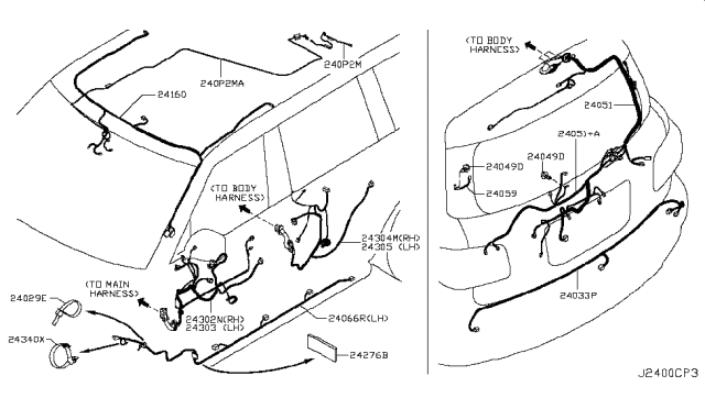 2018 Infiniti QX80 Harness-Rear Door Diagram for 24126-5ZM0A