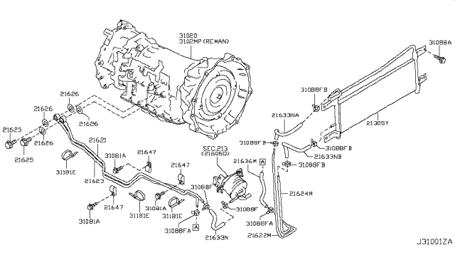 2012 Infiniti QX56 Transmission Assembly - Automatic Diagram for 31020-X410D