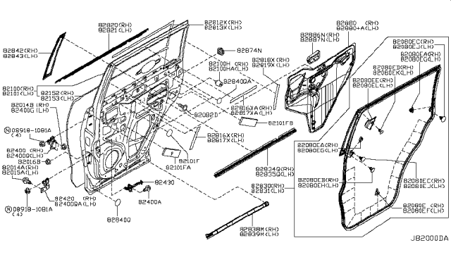 2012 Infiniti QX56 Seal-Rear Door Partition LH Diagram for 82839-1LA0A