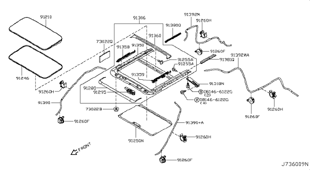 2011 Infiniti QX56 Sun Roof Parts Diagram