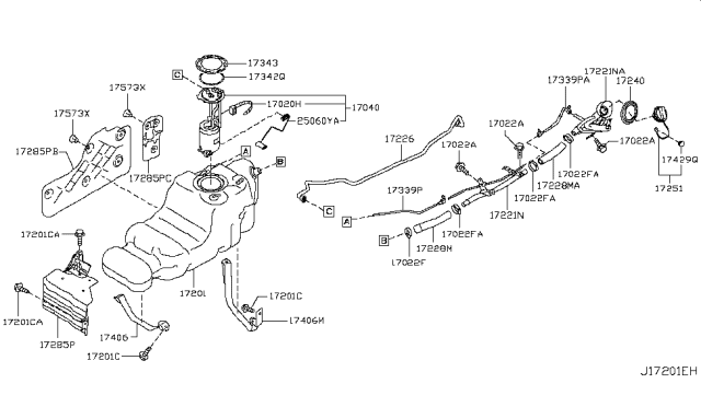 2012 Infiniti QX56 Protector-Fuel Tank Diagram for 17285-1ZR0A