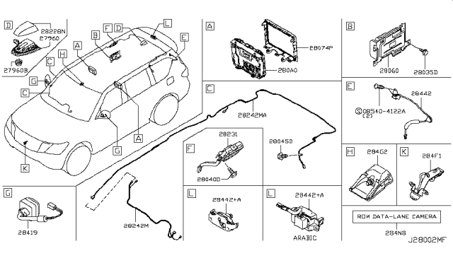 2018 Infiniti QX80 Cover-Antenna Base Diagram for 28228-1EA0D