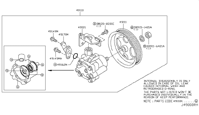 2019 Infiniti QX80 Bolt-Power Steering Pump Diagram for 49164-2Y00A