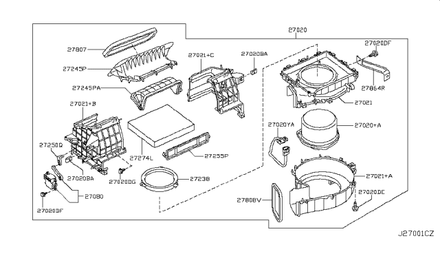 2011 Infiniti QX56 Blower Assy-Front Diagram for 27215-1LA0A