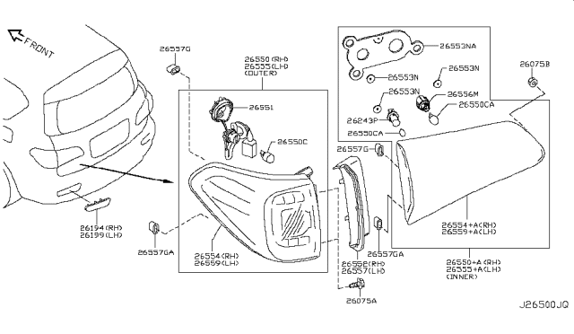 2012 Infiniti QX56 Rear Combination Lamp Diagram 1