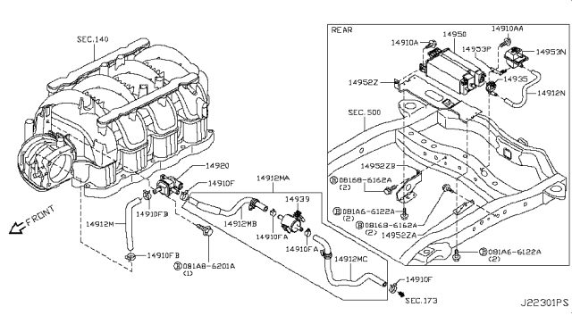 2018 Infiniti QX80 Engine Control Vacuum Piping Diagram