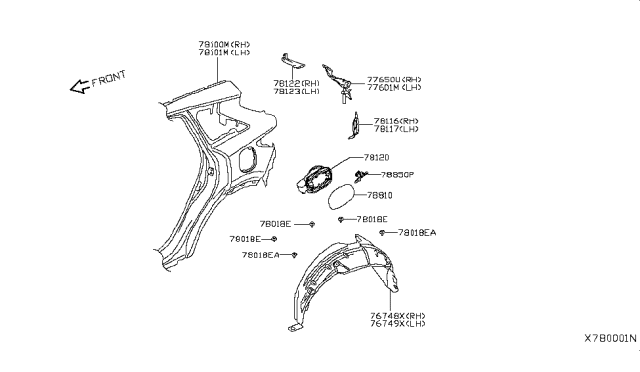 2019 Infiniti QX50 Lid Assy-Fuel Filler Diagram for 78832-5NA0H