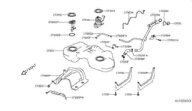 2019 Infiniti QX50 Packing-Fuel Gauge Diagram for 17342-3VA0A