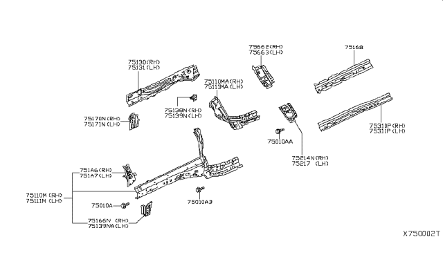 2019 Infiniti QX50 Member & Fitting Diagram