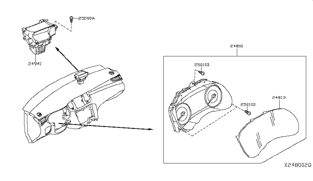 2019 Infiniti QX50 Instrument Combination Meter Assembly Diagram for 24810-5NA0A