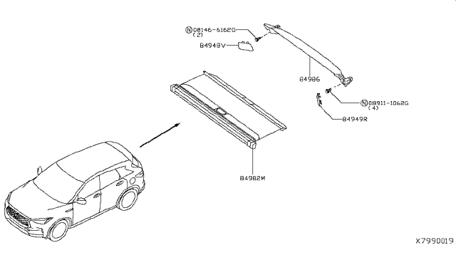 2019 Infiniti QX50 Rear Trimming Diagram