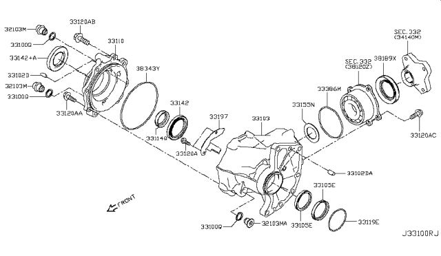 2019 Infiniti QX50 Shim-Adjust,Pinion Shaft Sleeve Diagram for 33155-5NA2B